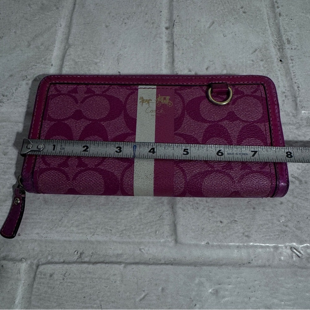 Coach Pink Signature Wallet with Zip-Around Closure - Picture 11 of 12